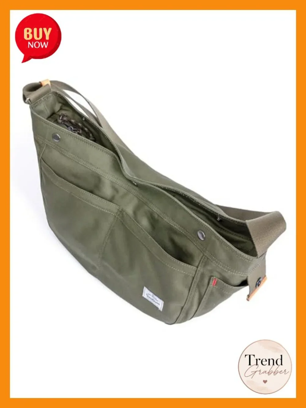 Canvas Crescent Crossbody Bag with Adjustable Wide Strap, Large Capacity